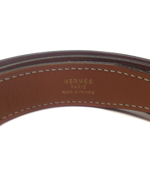 Ceinture HERMES en cuir gold et  box noir reversible