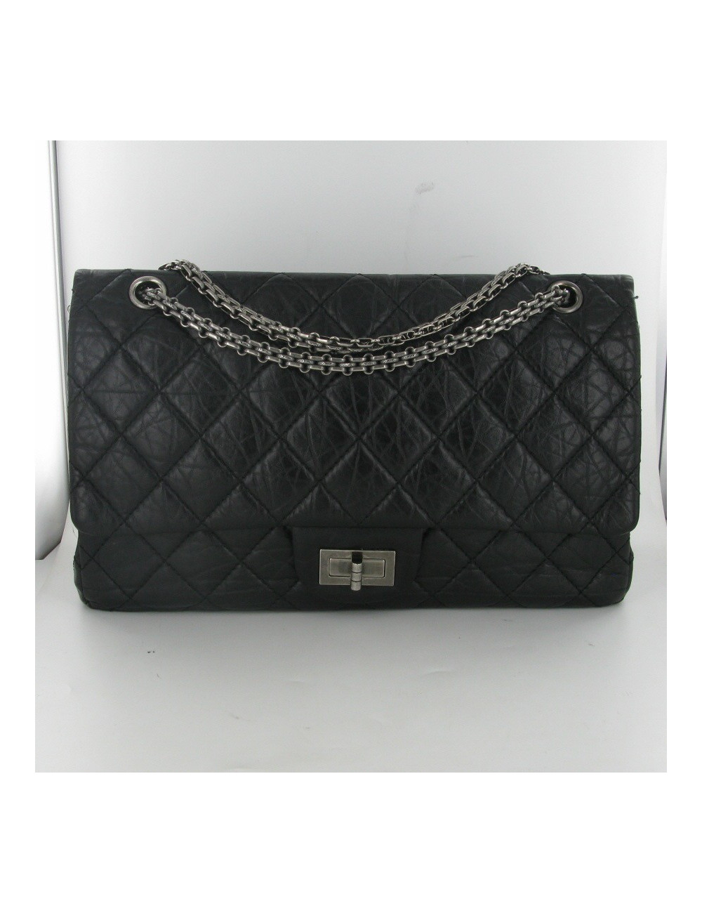2.55 leather aged black CHANEL