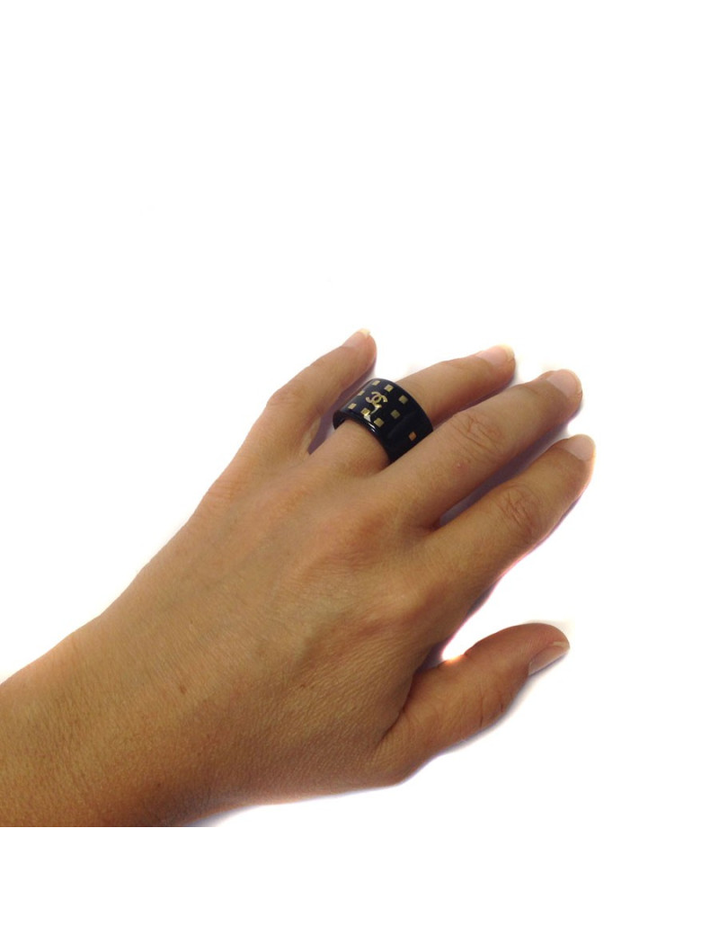 Bague CHANEL t.     Résine noire