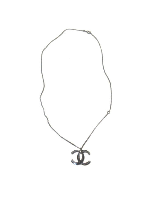 Collier CHANEL CC cranté  ruthénium
