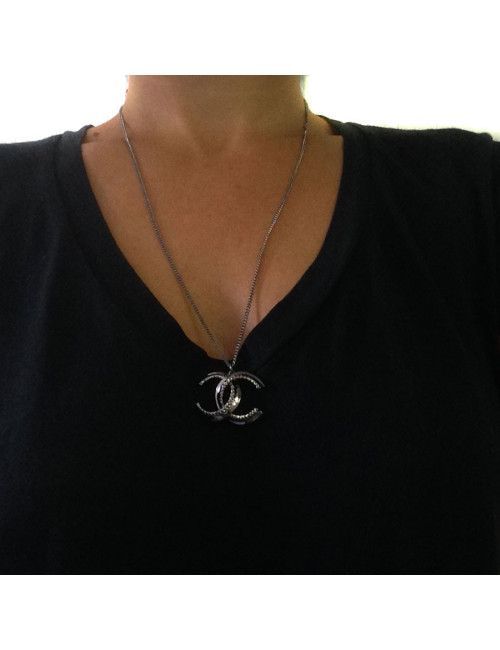 Necklace CHANEL CC notched ruthenium