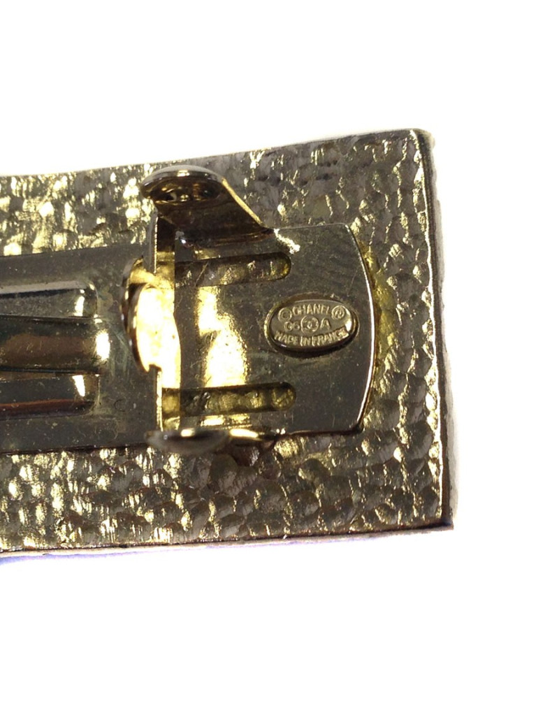 Barrette CHANEL chaînée dorée et CC argent noirci
