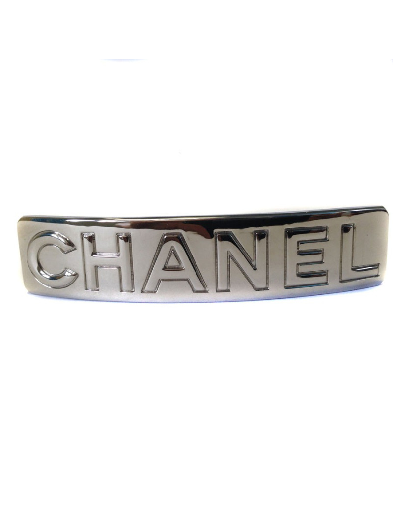 Barrette CHANEL métal argenté 