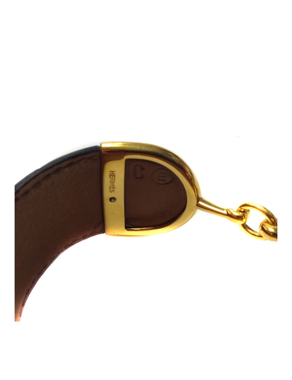 Bracelet HERMES Mors doré en crocodile noir