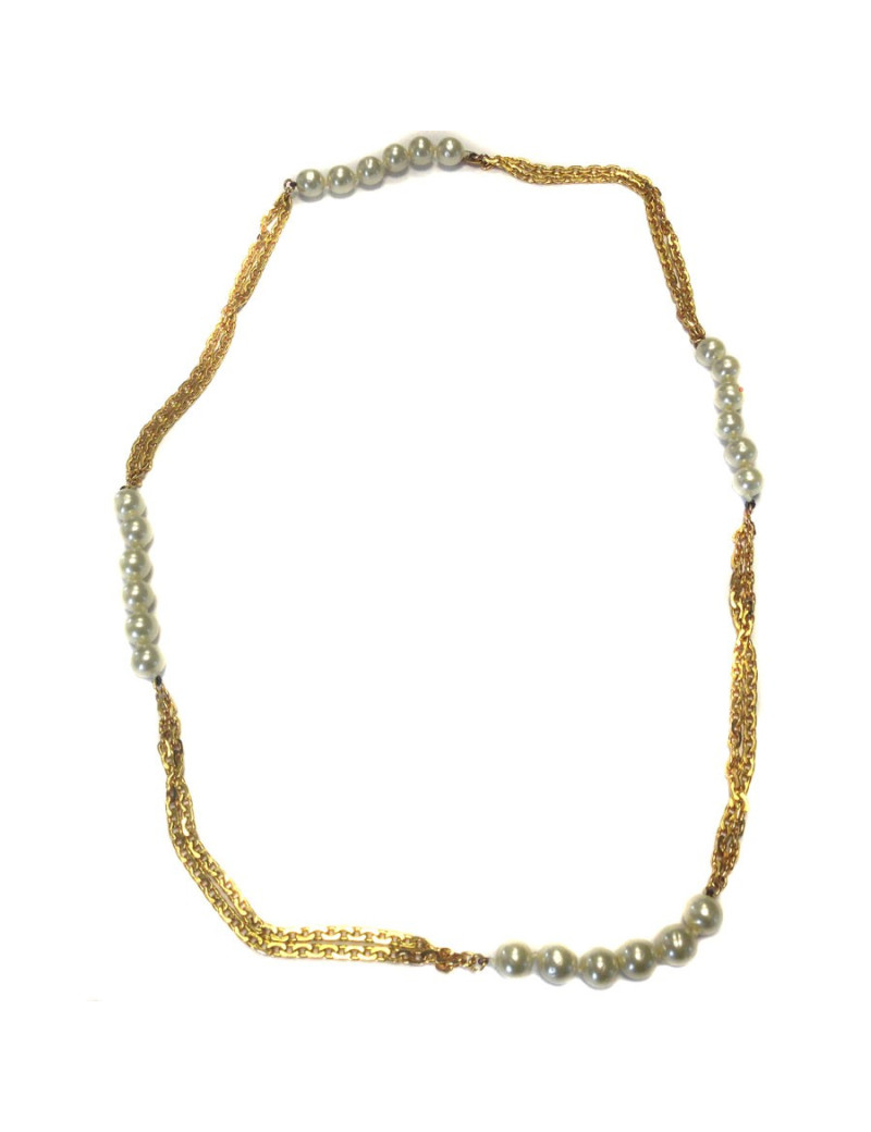 Sautoir CHANEL vintage chaines et perles nacrées