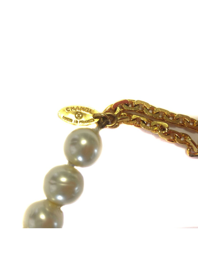 Sautoir CHANEL vintage chaines et perles nacrées