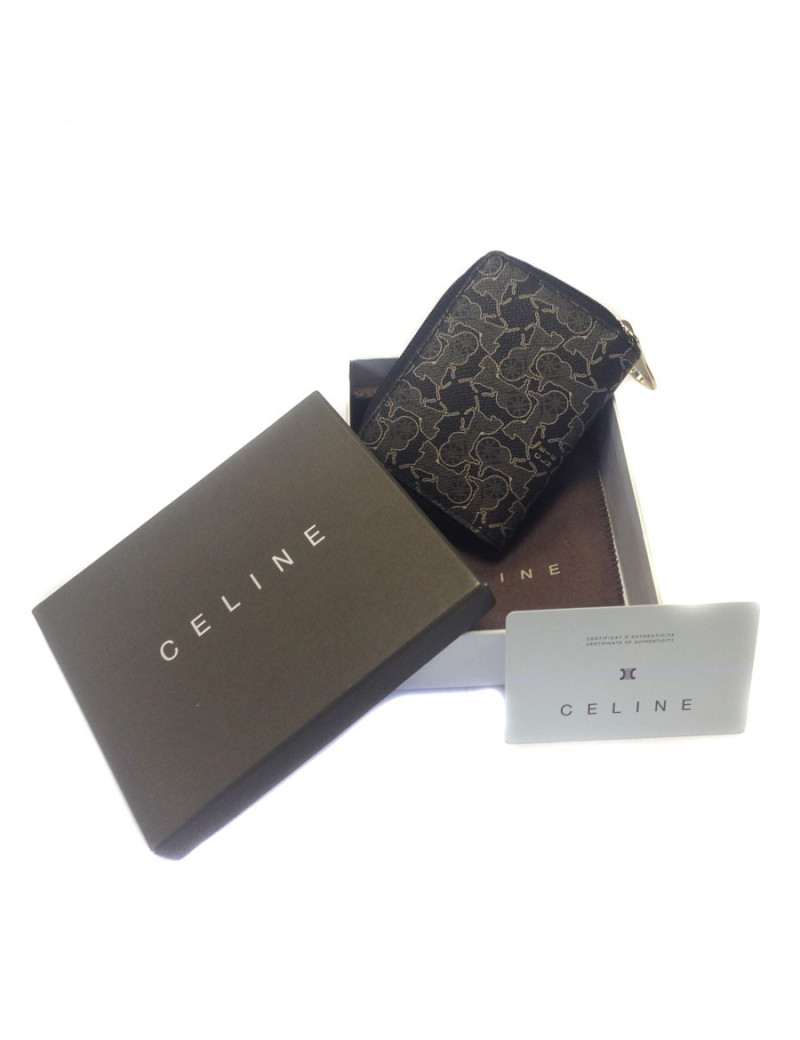 Petit porte monnaie Celine cuir sérigraphie Calèches