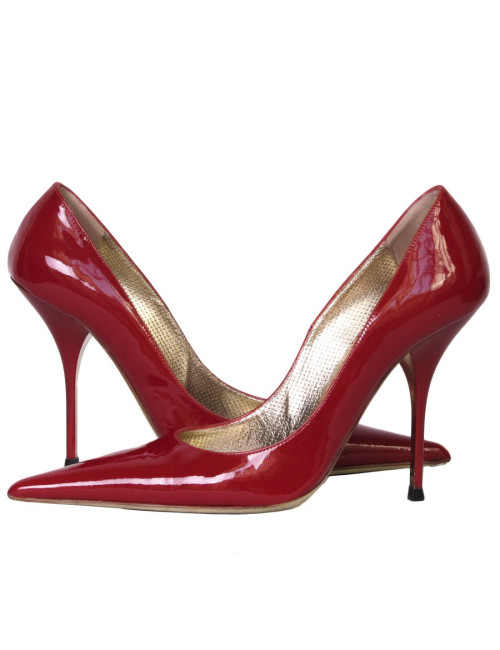 Escarpins GIANMARCO LORENZI T37 cuir verni rouge