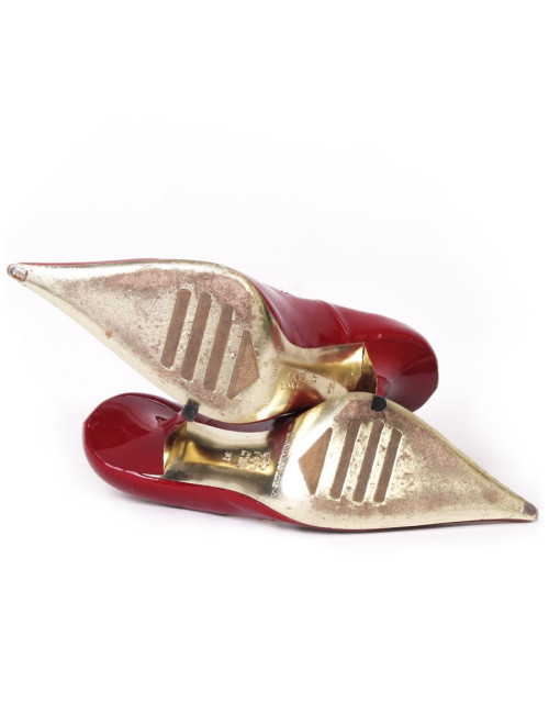 Escarpins GIANMARCO LORENZI T37 cuir verni rouge