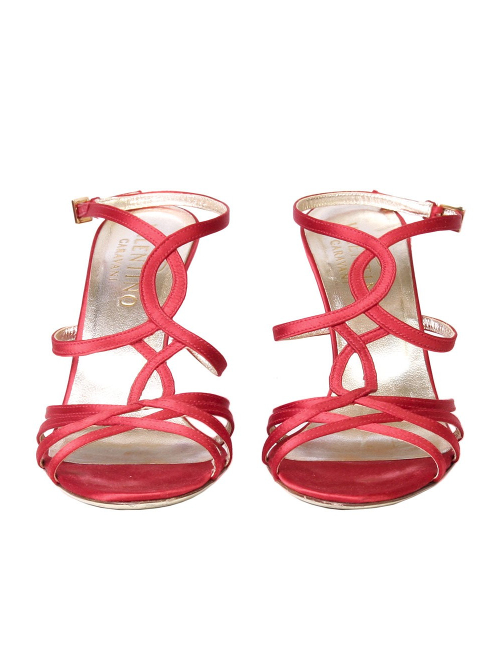 VALENTINO T37, 5 Red satin shoes