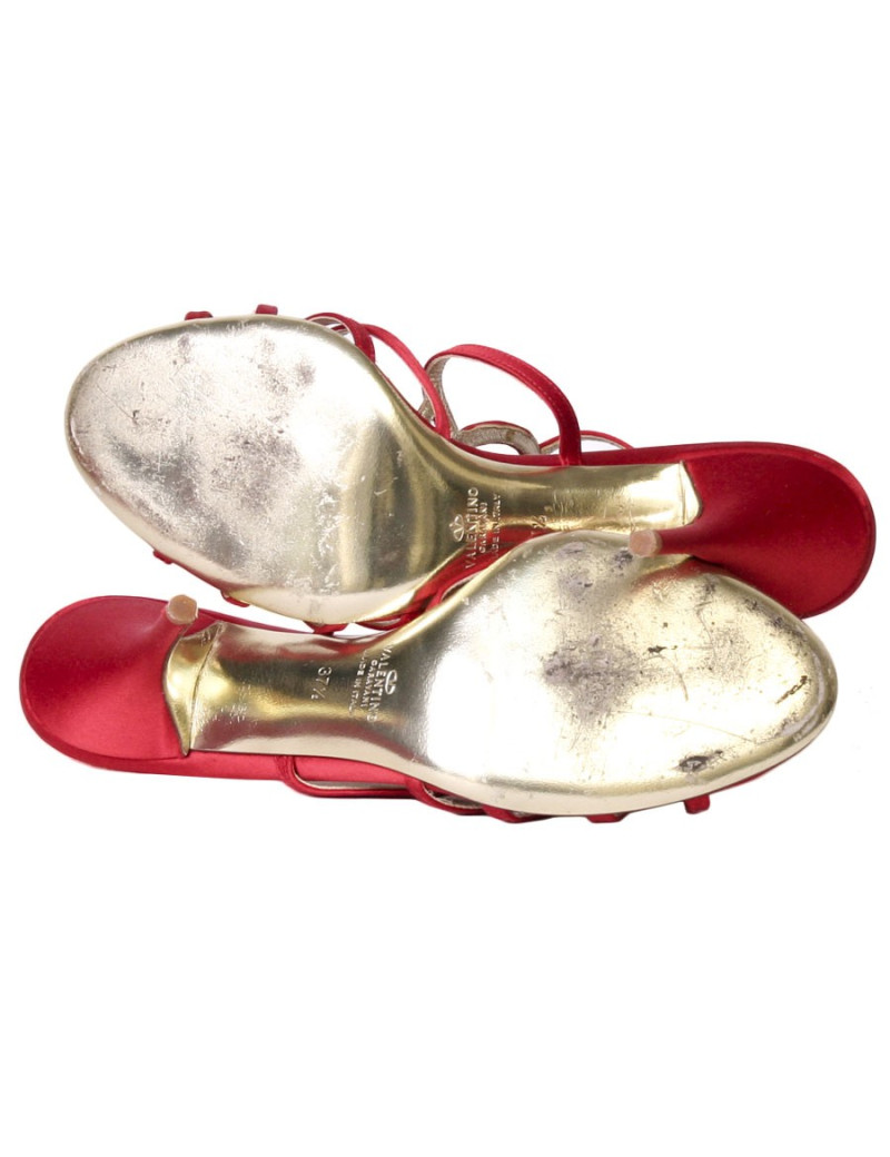 VALENTINO T37, 5 Red satin shoes