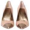Couture CHANEL T 39 old pink satin and leather shoes bronze