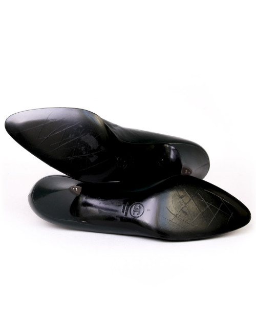 Escarpins CHANEL T38 cuir bicolore vert et noir