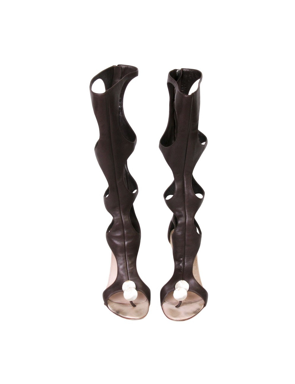 High heels T 37.5 Sergio Rossi brown leather boots