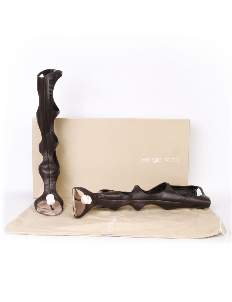 Bottes hautes  à talons T 37.5 Sergio Rossi en cuir marron