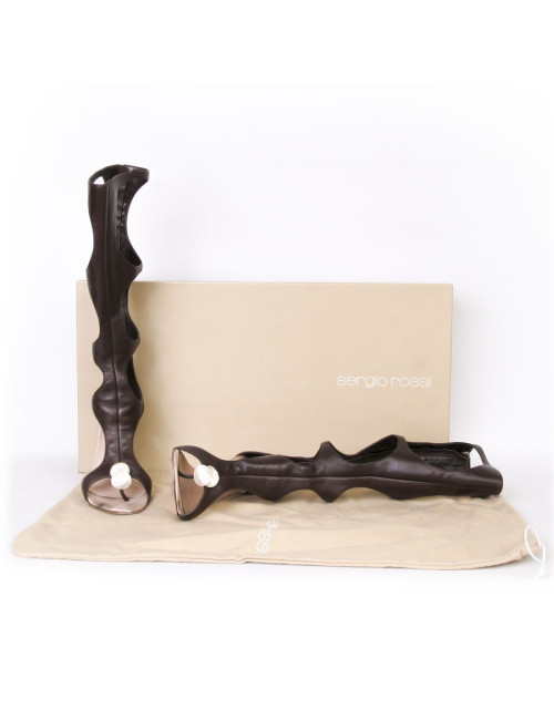 High heels T 37.5 Sergio Rossi brown leather boots