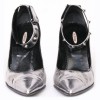 THE SILLA T 38 aged silver leather pumps