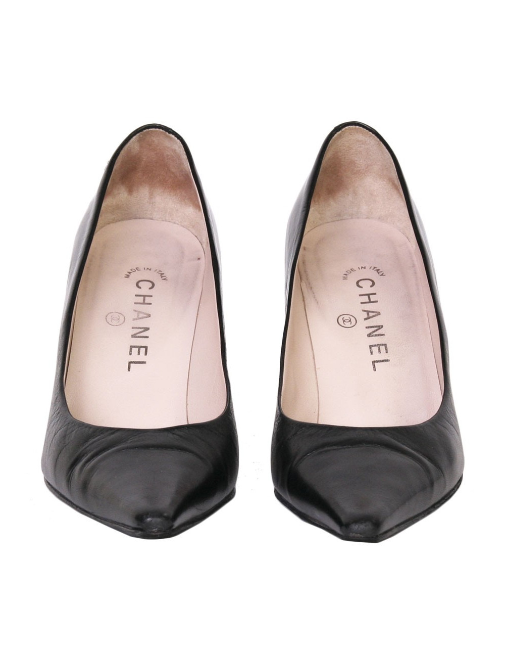 Escarpins CHANEL T 36.5 cuir d'agneau lisse noir