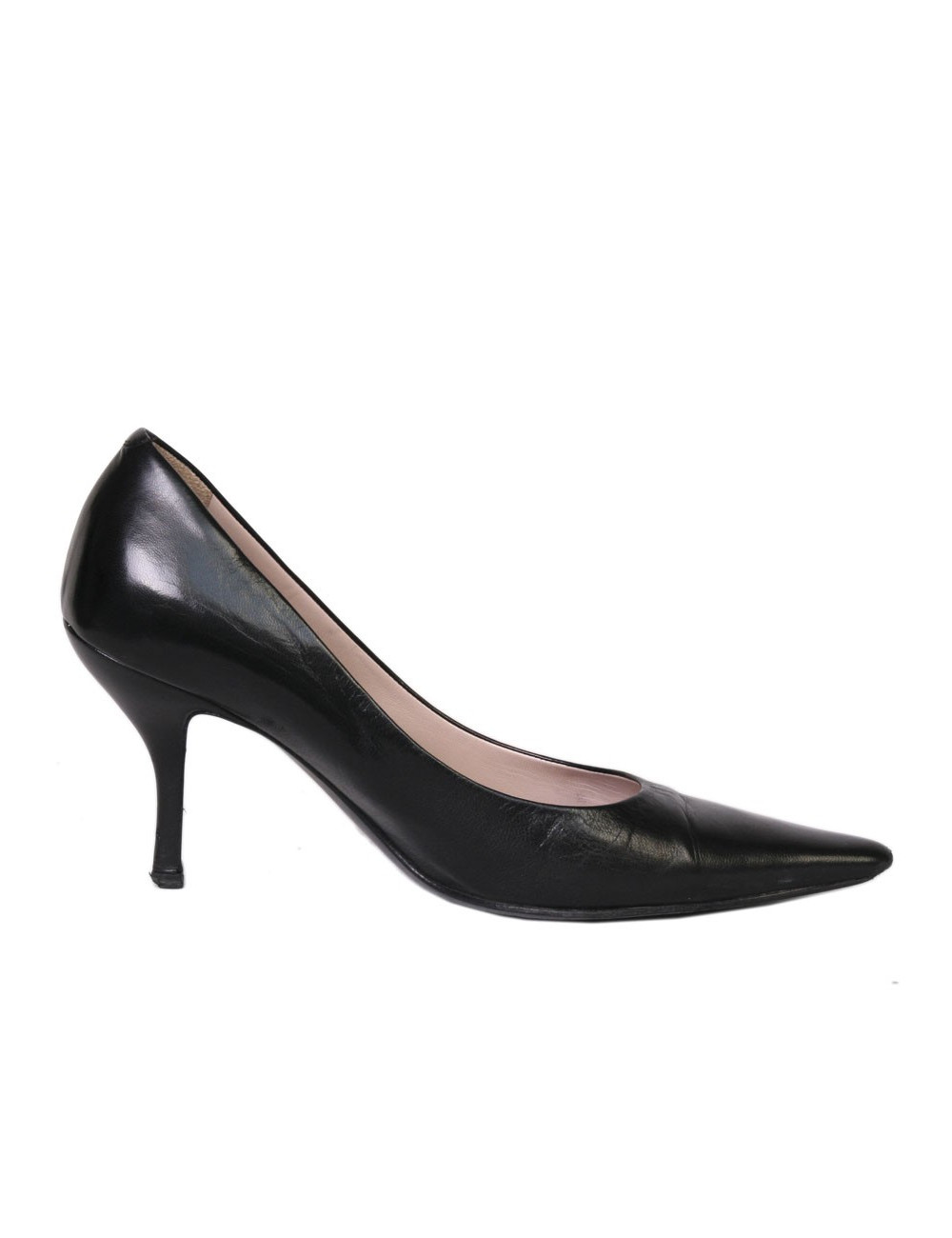 CHANEL shoes 36.5 T smooth lambskin black