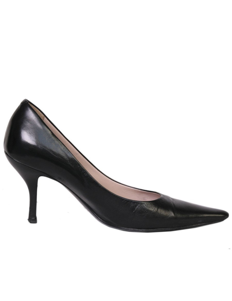 CHANEL shoes 36.5 T smooth lambskin black