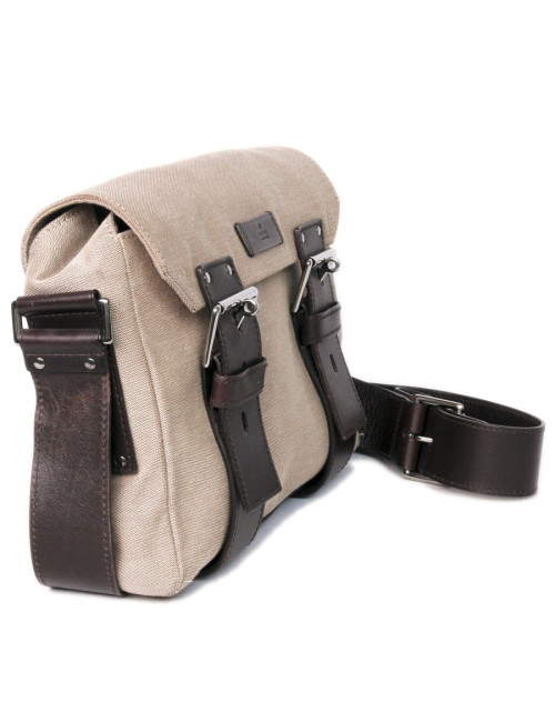 Sacoche GUCCI toile beige cuir marron