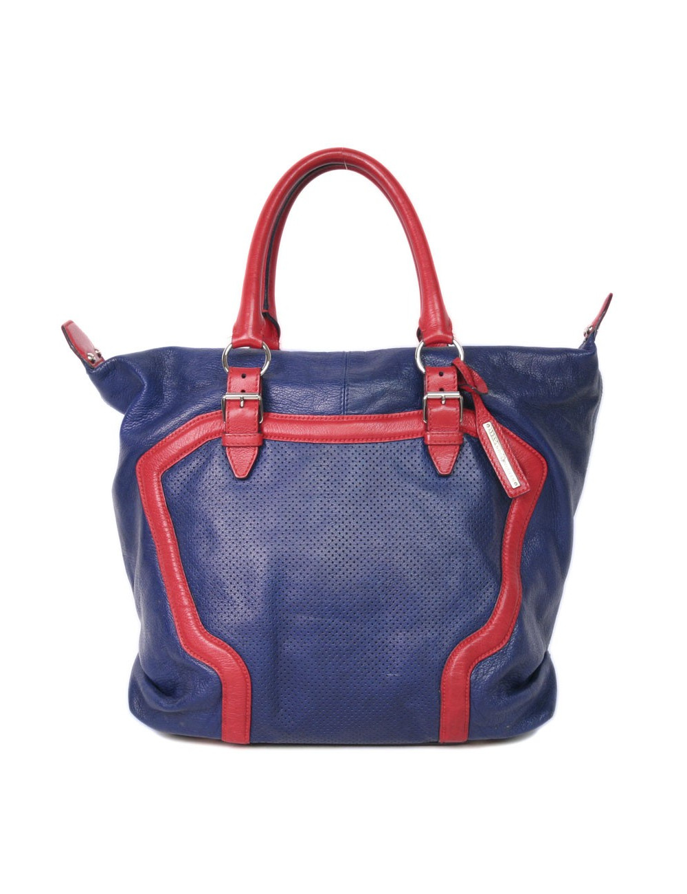 Sac ALEXANDER MC QUEEN cuir bicolore bleu et rouge