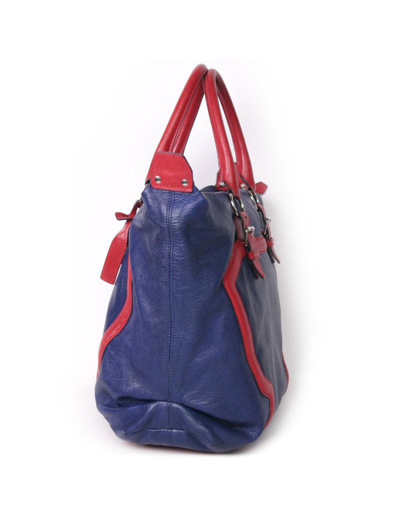 ALEXANDER MC QUEEN two-tone blue and red leather bag