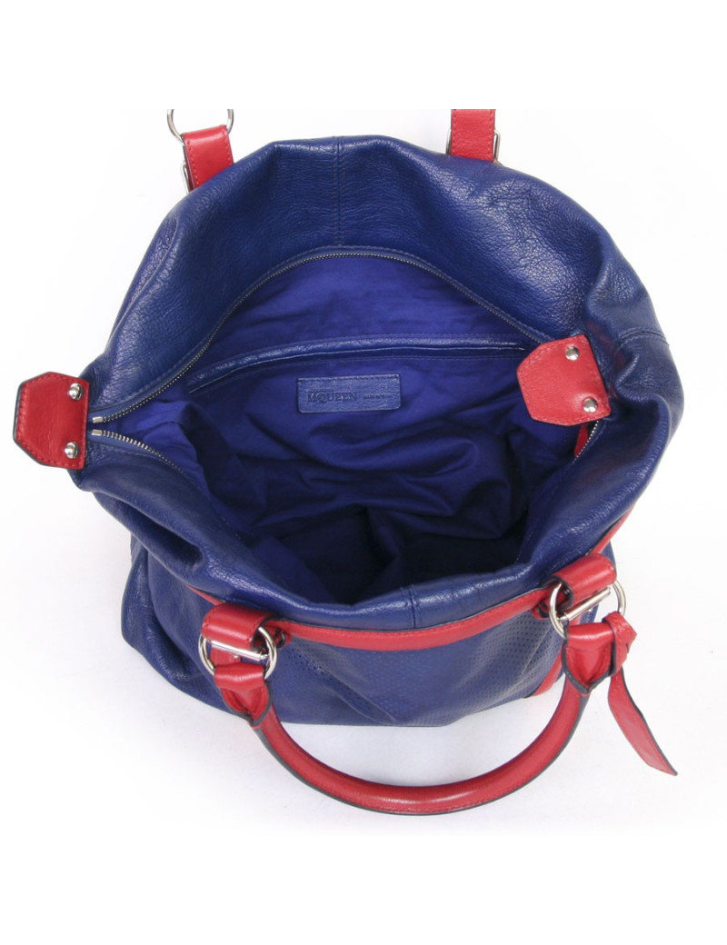 Sac ALEXANDER MC QUEEN cuir bicolore bleu et rouge
