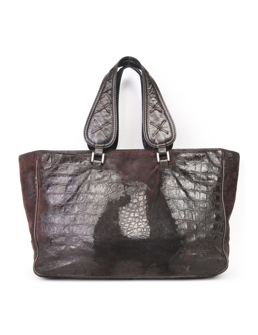 Sac  cabas GIVENCHY veau velours marron effet crocodile
