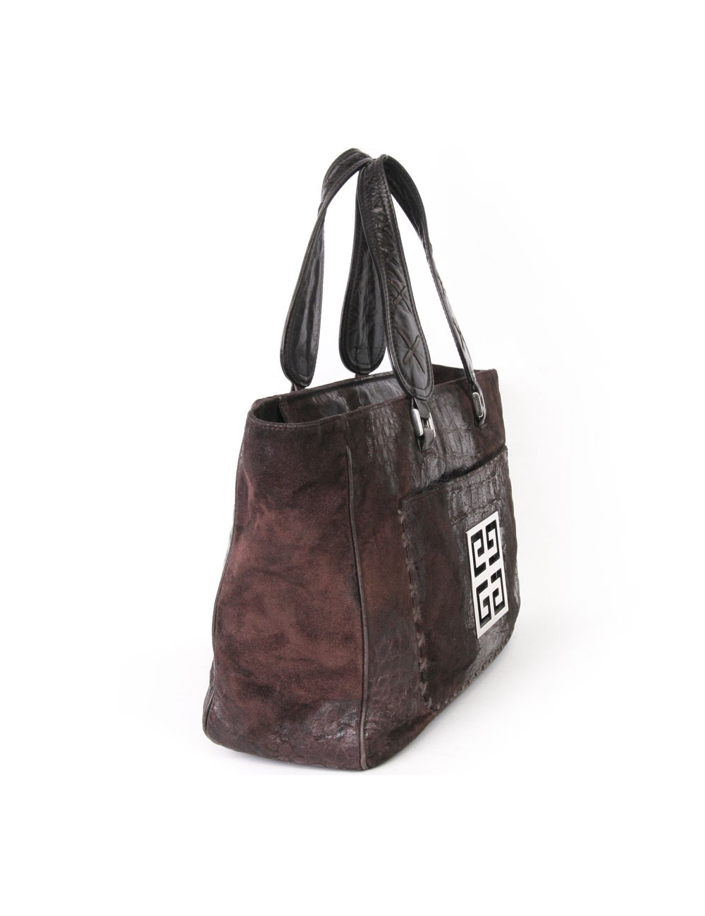 Sac  cabas GIVENCHY veau velours marron effet crocodile