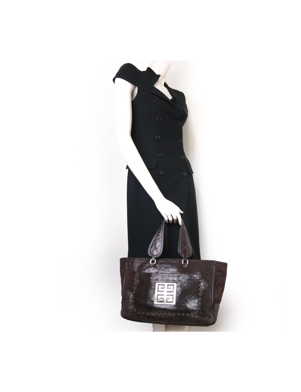 Sac  cabas GIVENCHY veau velours marron effet crocodile