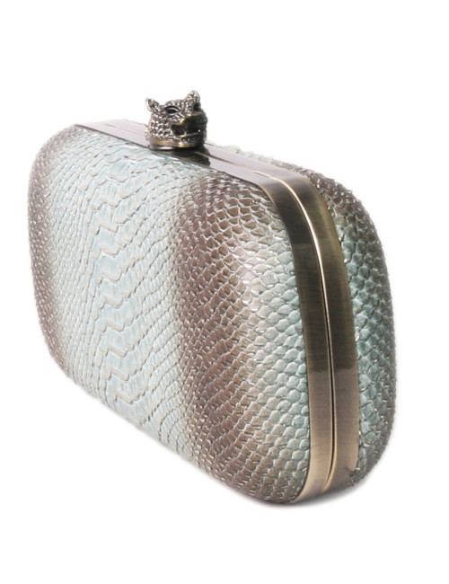 Clutch HOUSE OF HARLOW leather way green water python