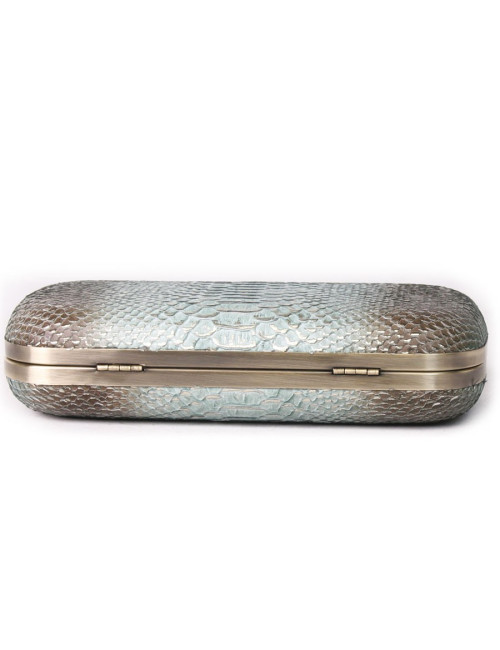 Clutch HOUSE OF HARLOW leather way green water python