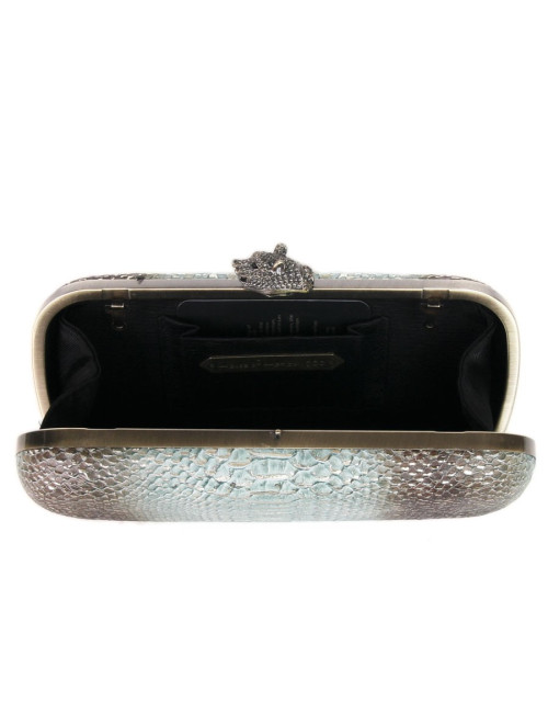 Clutch HOUSE OF HARLOW leather way green water python