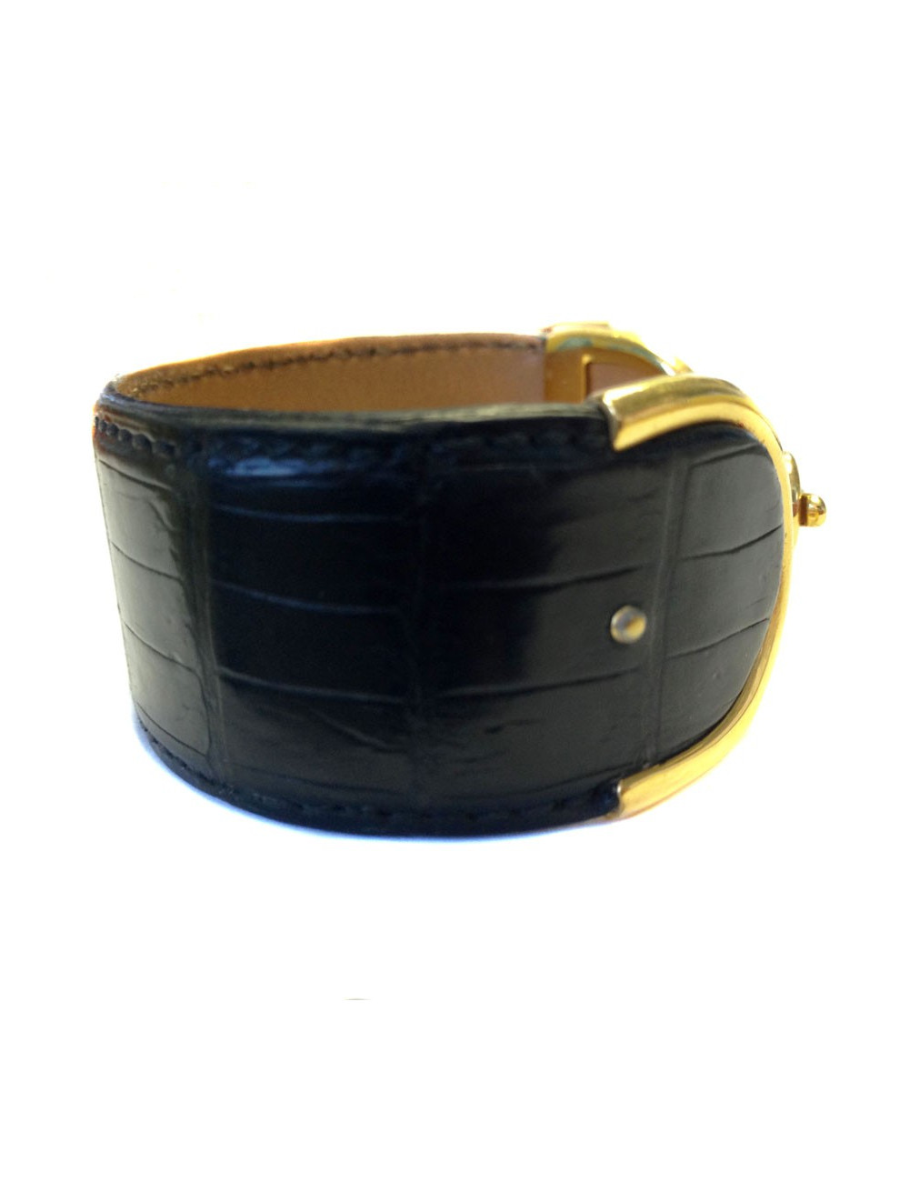 "JAWS" Golden black crocodile HERMES bracelet