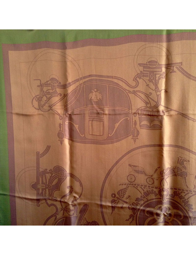 Shawl HERMES in Brown silk and khaki border