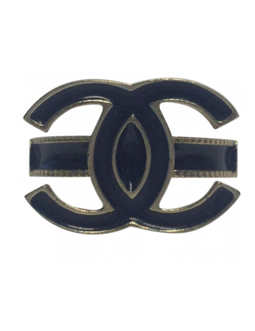 Bague CHANEL double C bleu nuit émaillée