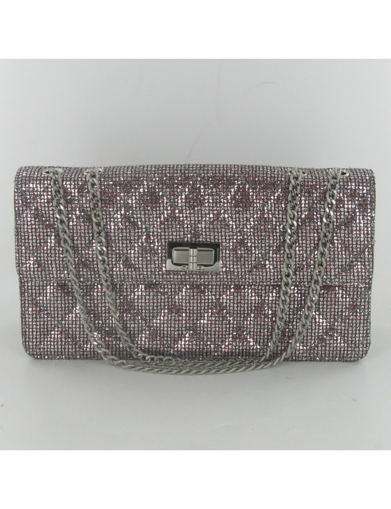 Sac paillettes rouge et argent CHANEL
