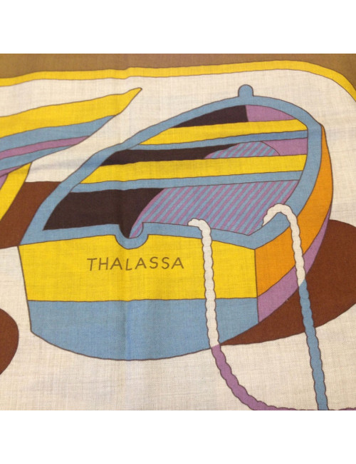 Châle HERMES "Thalassa" en cachemire et soie