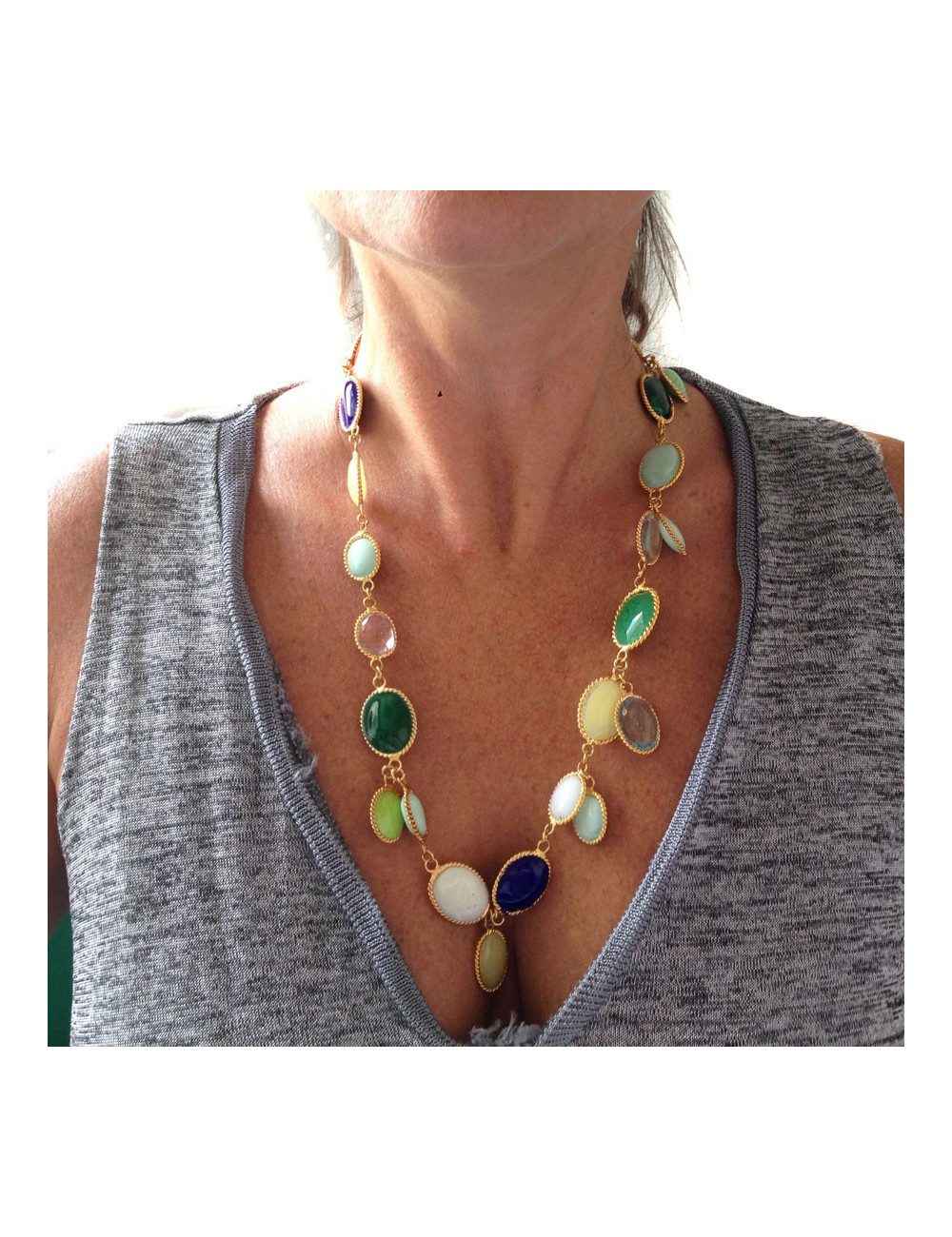 Collier MARGUERITE de VALOIS "Waterfalls" multicolores