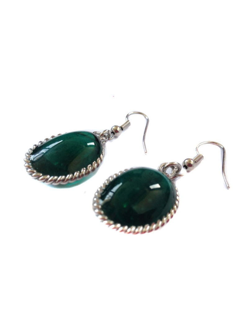 MARGUERITE of VALOIS studs dark green glass