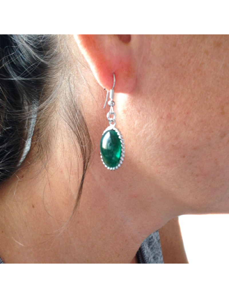 MARGUERITE of VALOIS studs dark green glass