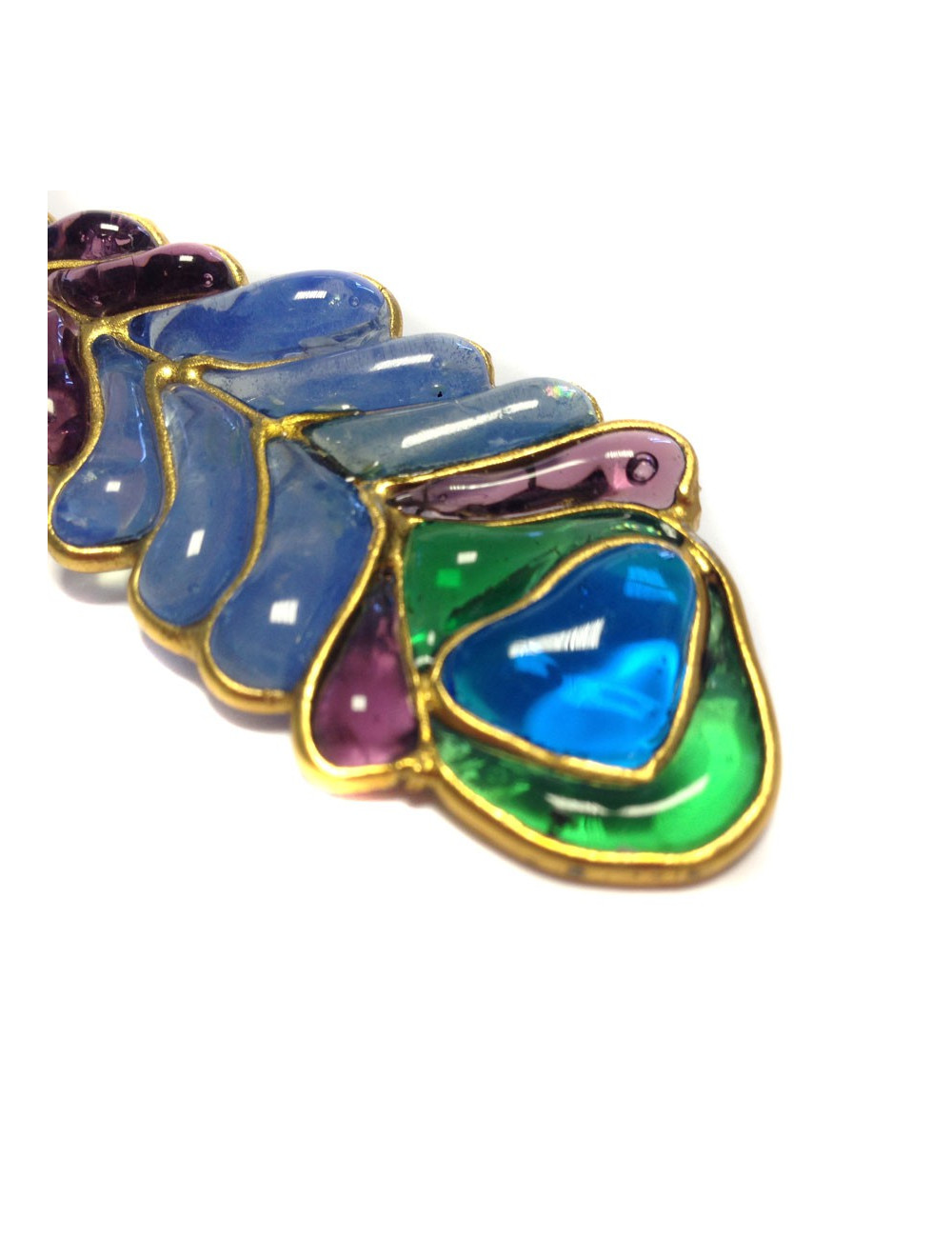 Broche LOULOU de la FALAISE  "épi de blé" en pâte de verre multicolore