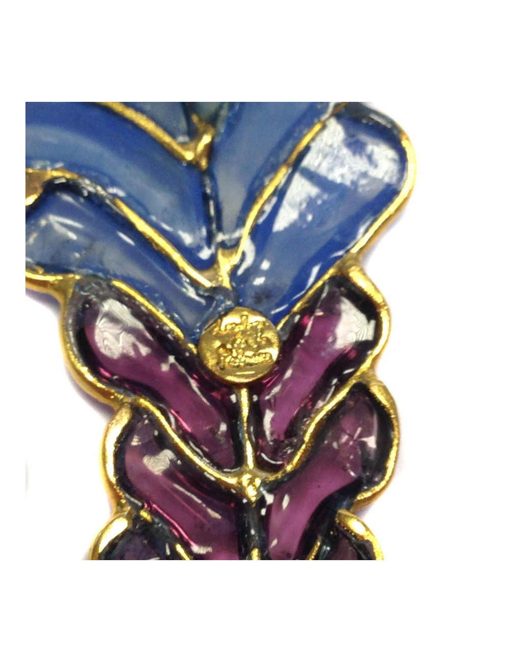 Broche LOULOU de la FALAISE  "épi de blé" en pâte de verre multicolore