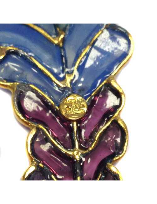 Broche LOULOU de la FALAISE  "épi de blé" en pâte de verre multicolore