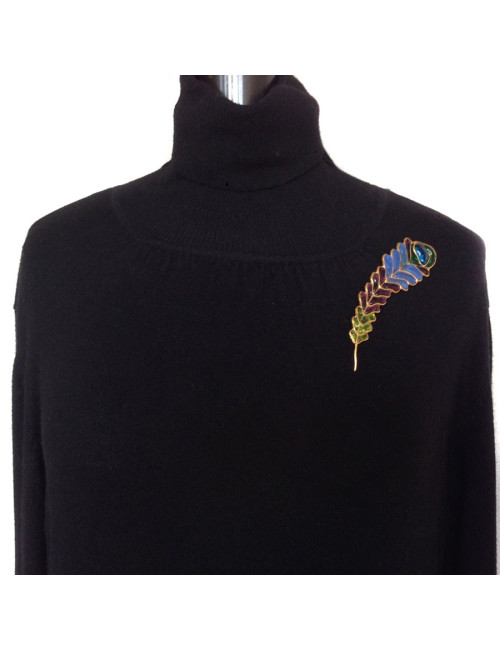 Broche LOULOU de la FALAISE  "épi de blé" en pâte de verre multicolore