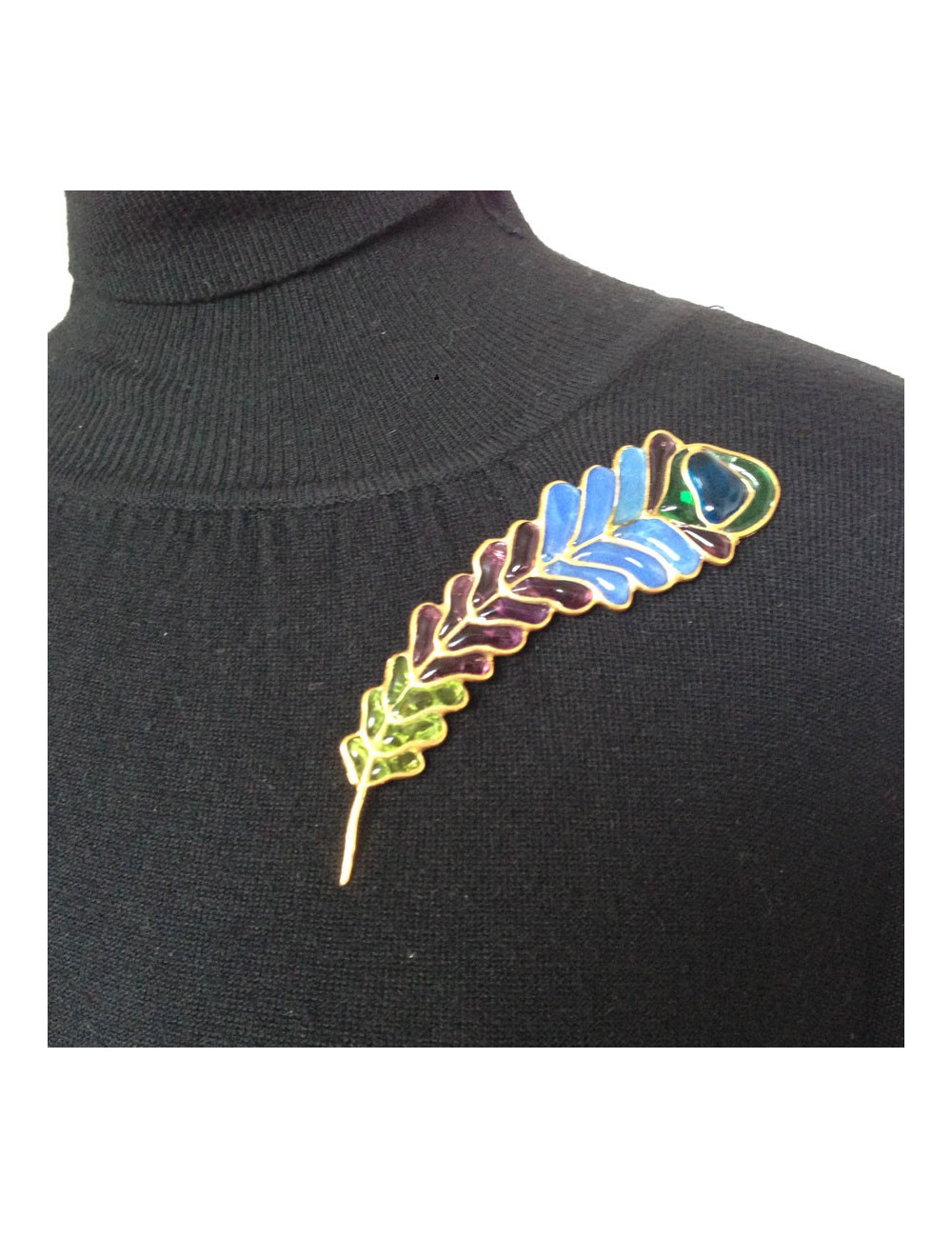 Broche LOULOU de la FALAISE  "épi de blé" en pâte de verre multicolore