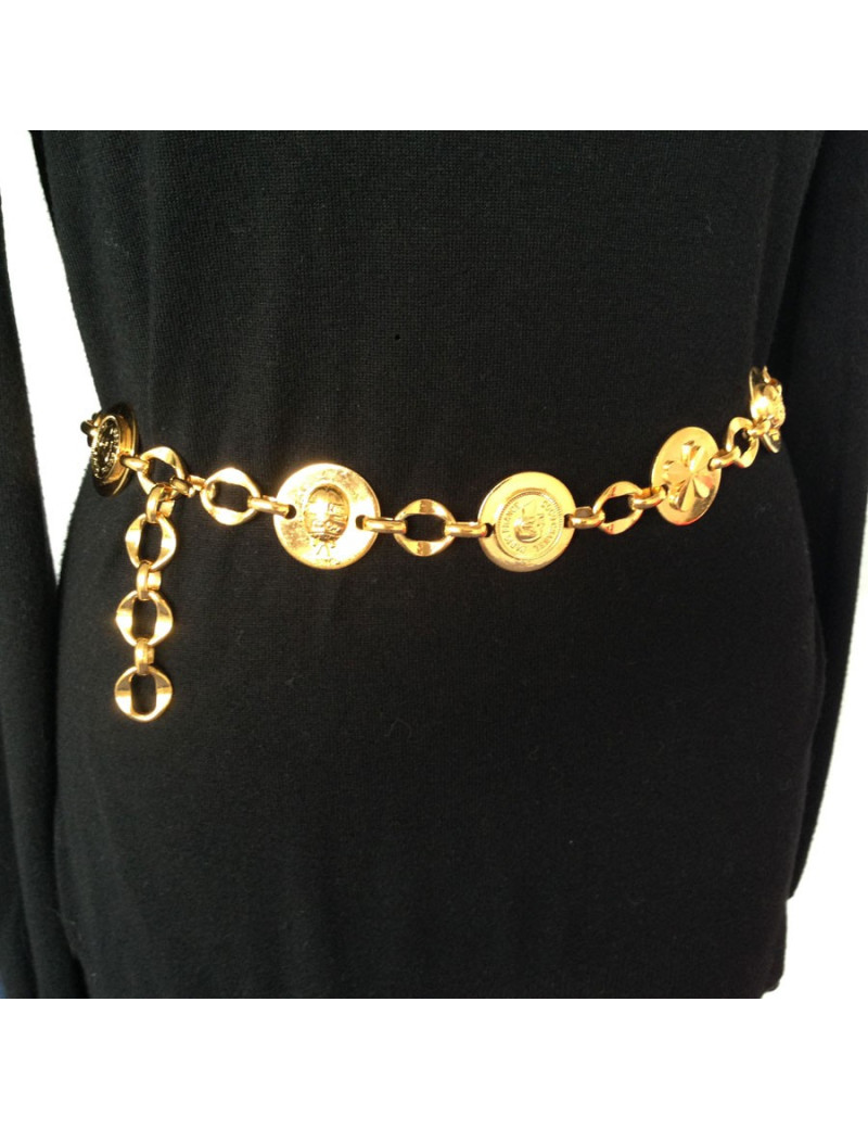 vintage CHANEL belt in gilded metal