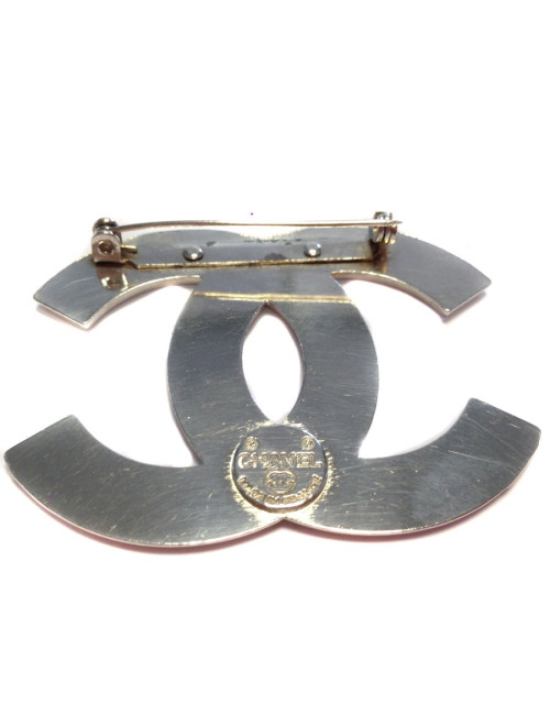 PIN CHANEL double "C" silver metal