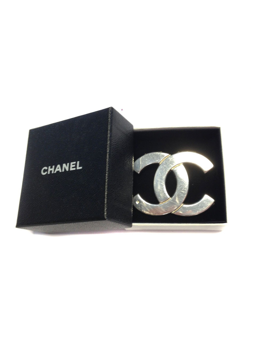 PIN CHANEL double "C" silver metal
